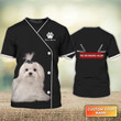 Customized 3D All Over Printed Maltese Dog Groomer Tee Shirt Pet Groomer Uniform Pink Salon Pet