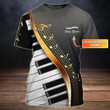 Personalized 3D Sublimation Piano On Shirt For Men Women Gold Piano Shirt Gift For Piano Lover