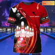 Personalized With Name Red Bowling T Shirts, Custom 3D Bowling Shirts, Gift For Bowling Lover