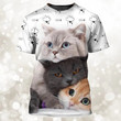 3D Full Printed Cat On Tshirt, Cat Shirt, Shirt For Cat Lovers