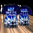 3D All Over Print Bowling Game T Shirt, Blue Shirt For Bowling Players