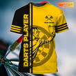 Yellow Dart Player T Shirt Short Sleeve, Playing Dart Shirt, Love Dart Shirts