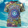Peace Hippie 3D T Shirt, Vintage Hippie Peace 3D Full Printed Shirts, Hipster Shirts, Cool Hippie Gift