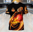Personalized With Name Fire Bowling 3D T Shirt Cool Shirt For Bowling Team Players