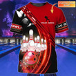 Personalized With Name Red Bowling T Shirts, Custom 3D Bowling Team Shirts Uniform