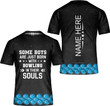 Some Boys Are Just Born with Bowling, Personalized Bowling Boys 3D Shirt, Custom Name Bowling In Their Souls 3D T-Shirt, Gift For Bowling Lovers