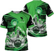 Personalized Name Bowling Green 3D Shirt, Black Bowling Ball Crashing Pins Custom Name Bowling 3D T-Shirts, Bowling Bowler Gift
