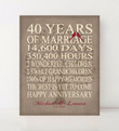 40th Wedding Anniversary Wall Art, Personalized Gift For Anniversary Wedding Canvas, 40 Years Of Marriage, Gift For Wife, Husband