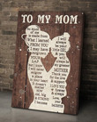 Personalized Brown Wooden Pattern To My Mom Canvas Wall Art, Mother's Day Custom Gift From Daughter