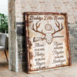 Personalized Daddy's Little Hunter Portrait Canvas, Wall Art Decor, Rusty Metal Style, Custom Kids Name And Date, Father's Day Gift For Hunting Dad