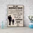 To my Dad Canvas, Personalized To my Bonus Dad Wall Art, Bonus Dad Gift, Father's Day Gift from Daughter Son, Father's Day