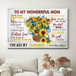 To My Wonderful Mom Custom Canvas Wall Art, Mother's Day Gift From Kids Daughters Sons, Home Wall Decoration