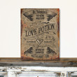 Love Potion vintage Canvas Wall Art, Valentines Sign, Valentine Gift For Men Women, Vintage Valentines Decoration, Old time Sign