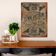 Love Potion vintage Canvas Wall Art, Valentines Sign, Valentine Gift For Men Women, Vintage Valentines Decoration, Old time Sign