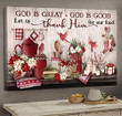 God Is Great God Is Good Canvas - Red Cardinal Bird Art Picture Home Decor Wall Gifts For Christians, Jesus Lovers On Christmas Winter
