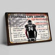 Custom Name And Number Football Canvas, Football Life Lessons Canvas, Football Player and American Flag , Football Player Gift, Sport Canvas Art