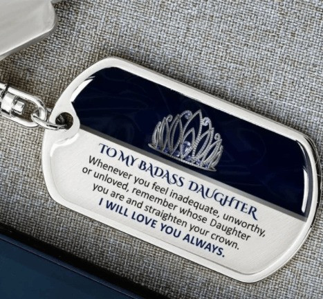 Personalized Daughter Dogtag Keychain, Keepsake for Daughter Keychain, Gift for Daughter, Best Gift Idea for Daughter