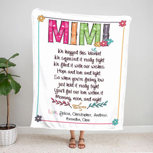 Personalized Mimi Blanket We Hugged This Blanket Mothers Day, Birthday, Christmas, Anniversary Gift, Custom Name Mother's Day Blanket Gift