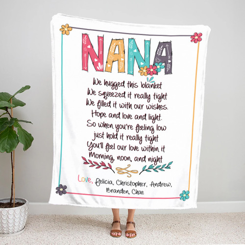 Personalized Nana Blanket We Hugged This Blanket Mothers Day, Birthday, Christmas, Anniversary Gift, Custom Name Mother's Day Blanket Gift