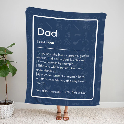 Dad Gifts Throw From Child, Father's Day Present From Son Daughter Fleece Sherpa Blanket For Men, Dad Definition Blanket