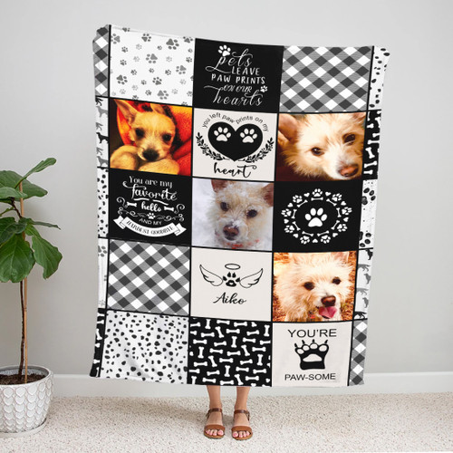 Pet Loss Sympathy Blanket Pet Memorial Dog Cat Remembrance Gift,Personalized Dog Blankets with Photo & Name, Dog and Cat Memorial Gifts