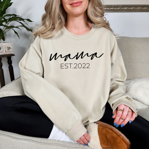 Custom Mama Est Sweatshirt Personalized Mother's Day Gift Mommy Shirt New Mom Gift Gift for Mother Mama Shirt