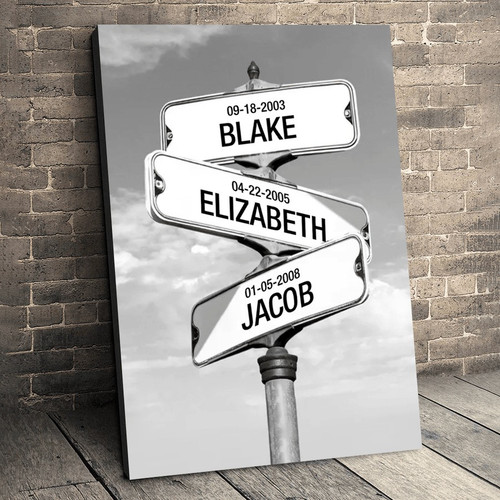Crossroad of Love Canvas, Custom Children Names Canvas, Personalized Family Canvas
