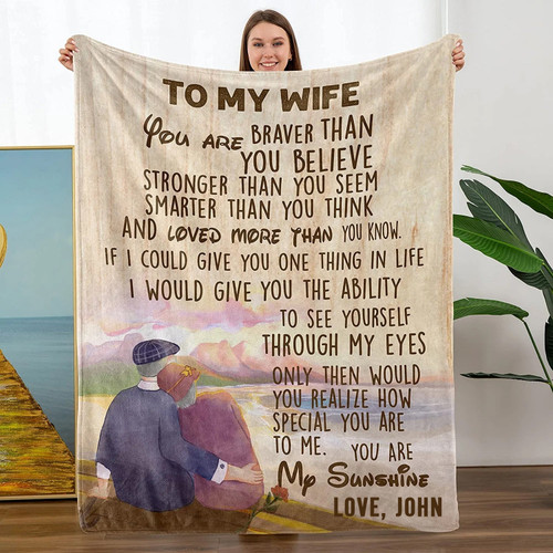 To My Wife Throw Blanket From Husband, Personalized Birthday Valentine Christmas Anniversary Gift For Wife