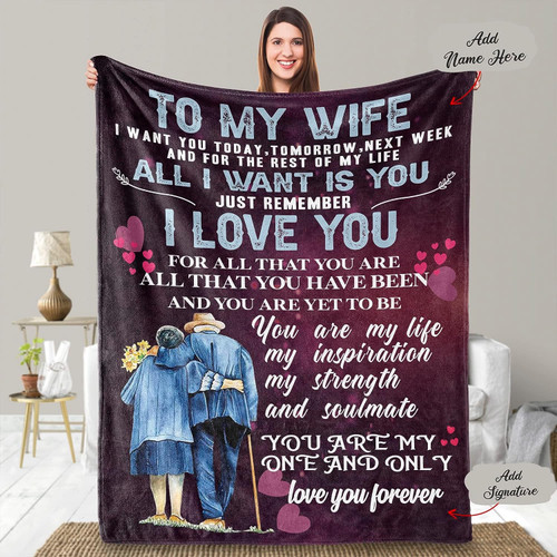 Personalized To My Wife Blanket Gift From Husband, You Are My One And Only Blanket Gift On Wedding Anniversary Birthday Valentine Christmas