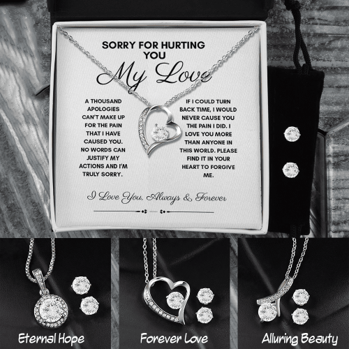 Personalized Sorry For Hurting You message Gift, 14k White Gold Necklace, Eternal Hope, Forever Love, Alluring Beauty, Jewelry Gift For Her