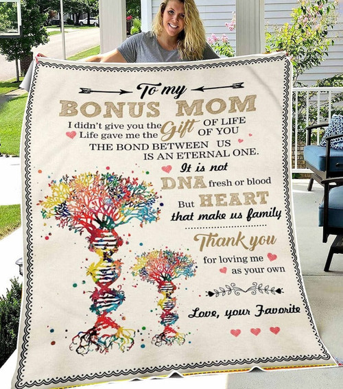 Custom Best Bonus Mom Blanket Gift, Gifts for Bonus Mom Fleece Sherpa Blanket Mother's Day Gift