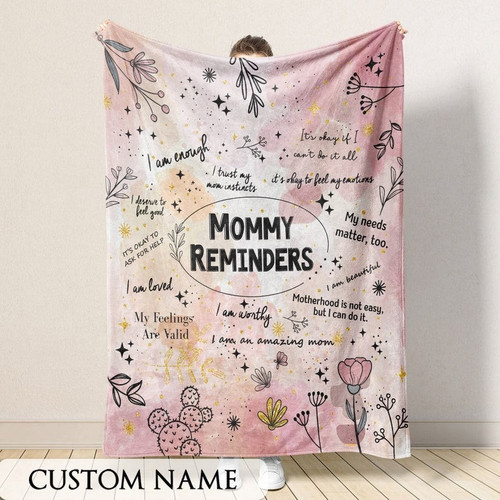 Mommy Reminders Blanket, Positive Affirmations Blanket For Mom, Mom Gift, Gift For Mom, Boho Throw Blanket