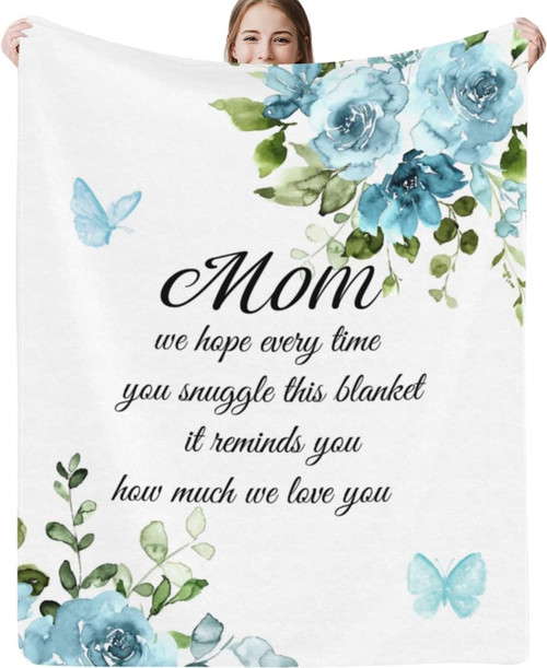 Gifts for Mom, Blanket for Mom from Daughter Son, Birthday Gifts for Mom Flower Butterfly