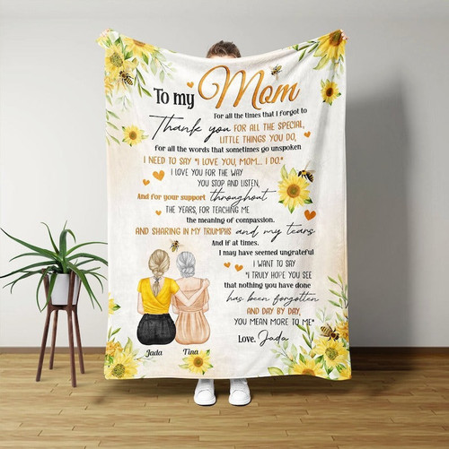 Mom Blanket, Personalized Blanket, Daughter Blanket, Family Blanket, Custom Name Blanket, Mother Day Gift Blanket