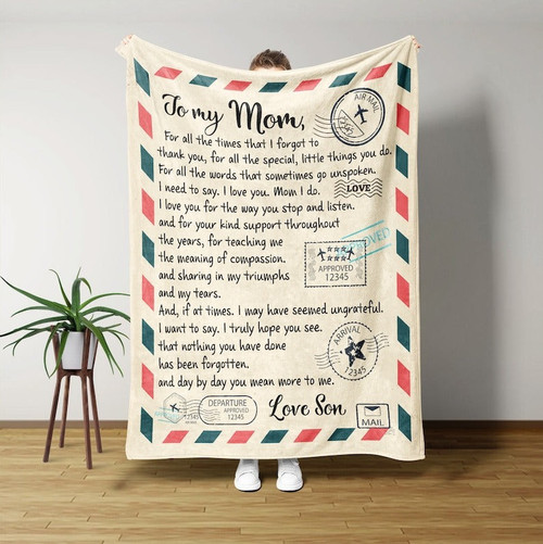 Letter From Son To Mom Blanket, Family Blanket, Custom Name Blanket, Best Gift Blanket For Mother, Mother's Day Blanket