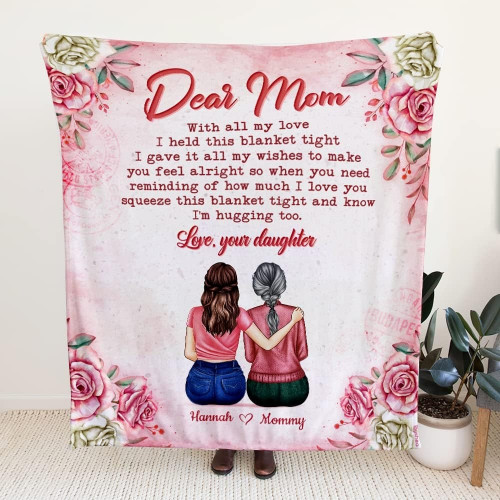 Dear Mom Blanket with All My Love Mom Gifts from Daughter Son, Personalized Throws Blankets, Fleece Blanket for Mother's Day, Christmas, Birthday