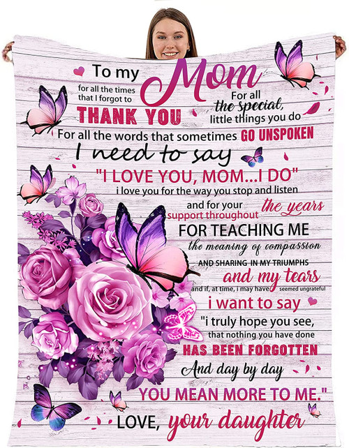 To My Mom Blanket from Daughter, I Love You Mom I Do Mom Pink Butterfly Blanket, Gifts for Mom, Mom Gifts from Daughters, Mother's Day Gift