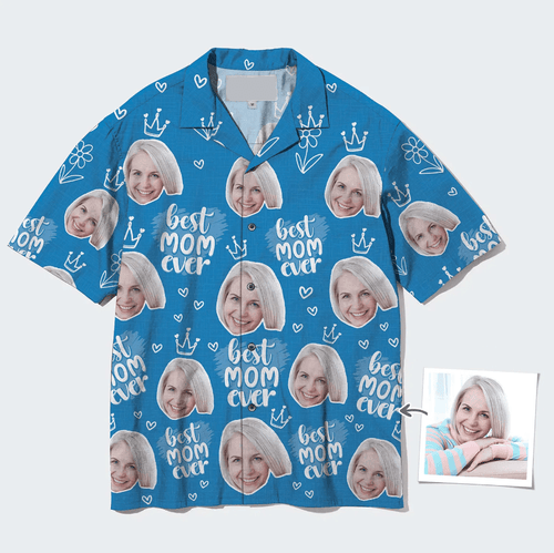 Best Mom Ever Custom Face Blue Hawaiian Shirt – Best Mom Ever Aloha Beach Shirt