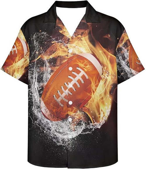 Football Fire And Water Hawaiian Shirt, Hawaiian Shirt For Football Team, Birthday Gift For Football Lovers
