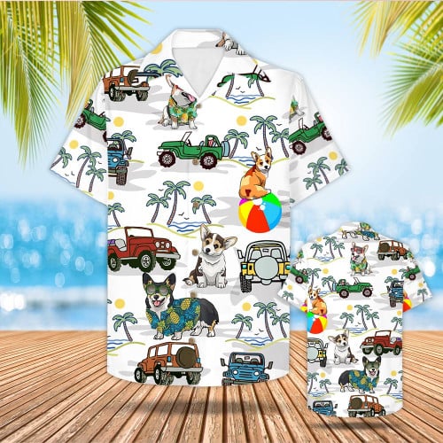 Corgi & Jep Hawaiian Shirt, Aloha Beach Shirt Gift For Corgi Mom Corgi Dad