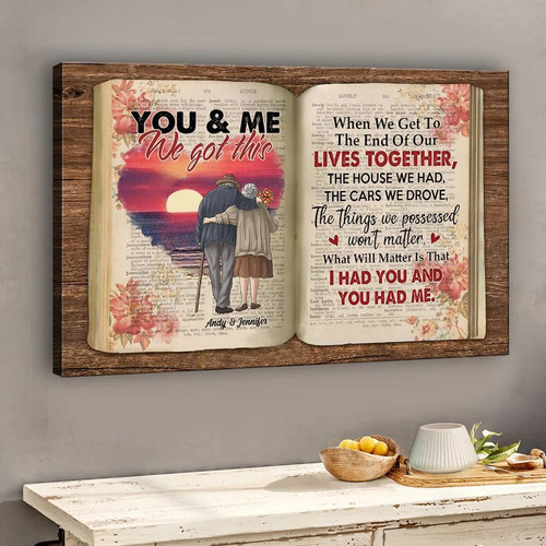Personalized Couple Canvas You And Me Old Couple With Vintage Book Wall Art Birthday Valentine's Day Mother's Day Gift For Her Wife Girlfriend