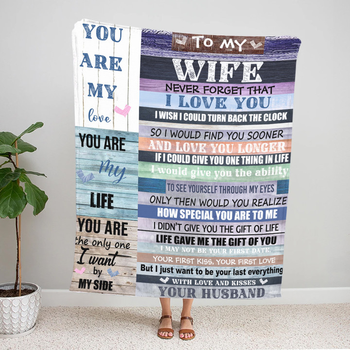To My Wife Never Forget That I Love You From Husband, Anniversary Blanket, Gift for Her Wife Birthday Gifts from Husband Romantic Present Valentines Day