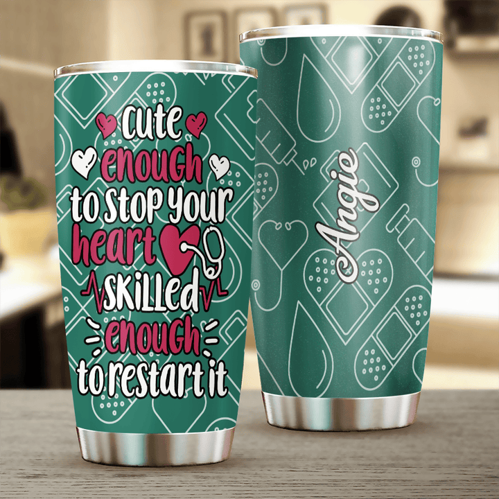 Personalized Restart Your Heart Nurse Tumbler, Funny Nurse Tumbler, Appreciation Nurse Gift, Nurse Thank You Gift, Gift For Nurse
