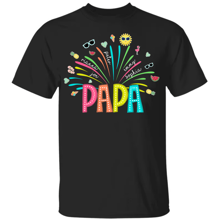 Personalized Summer Holiday Shirt with Papa, Summer T-Shirt, Grandpa Shirt, Grandpa Gift, Father's Day Gift