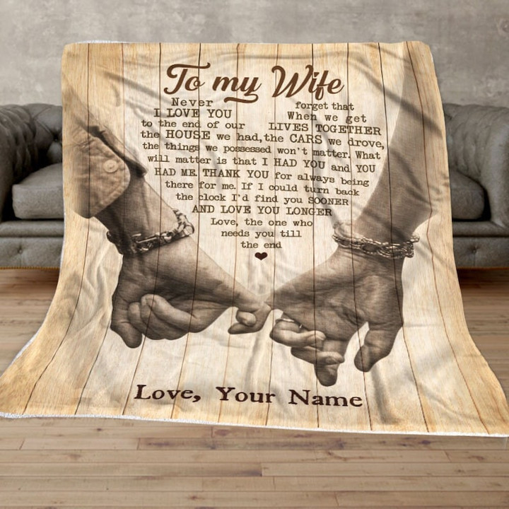 To My Wife Blanket from Husband Personalized To My Wife Hand In Hand Blanket Custom Birthday Wedding Anniversary Romantic Gift For Her