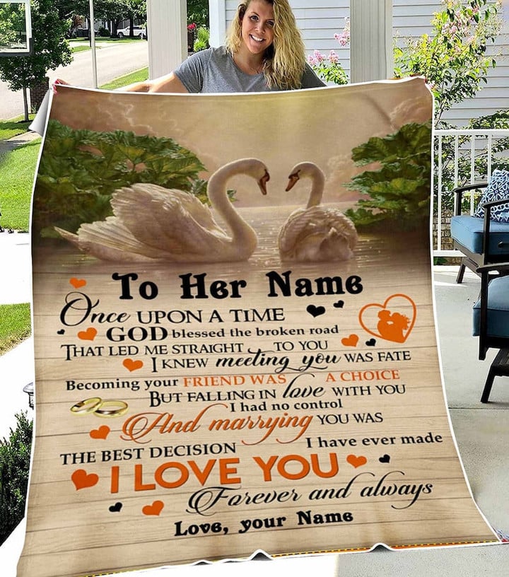 Couple Swans, Custom Letter To Love Blanket Gift To Wife, Perfect Gift On Valentine To Her From husband, Wedding Anniversary Birthday Christmas Gift