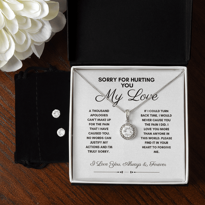 Personalized Sorry For Hurting You message Gift, 14k White Gold Necklace, Eternal Hope, Forever Love, Alluring Beauty, Jewelry Gift For Her