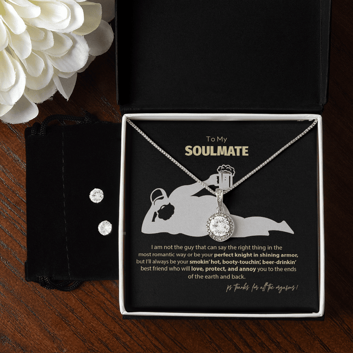 Funny Message Gift For Wife From Husband, 14K White Gold Jewelry Set, Funny Valentine Gift For Wife Girlfriend, Soulmate