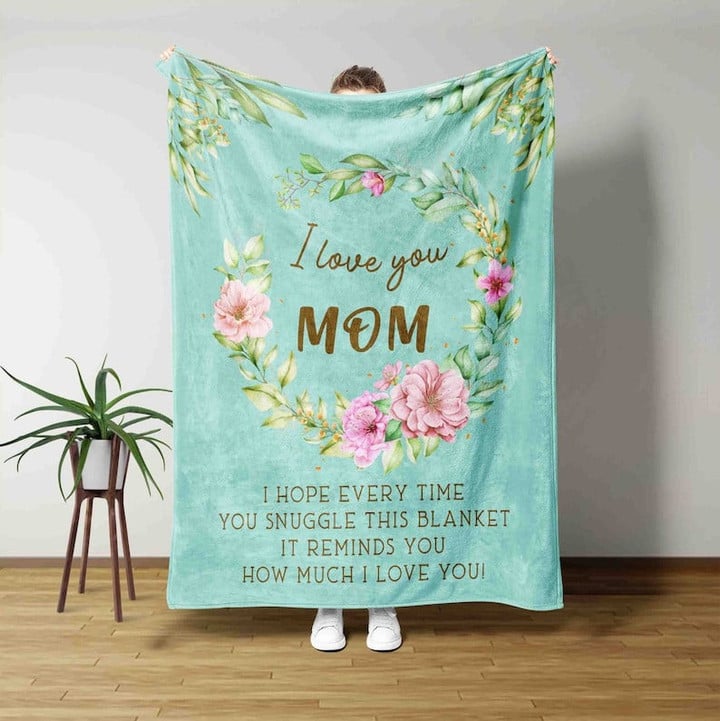 I Love You Mom Blanket, Mother Blanket, Flower Blanket, Family Blanket, Custom Name Blanket, Best Gift Blanket For Blanket