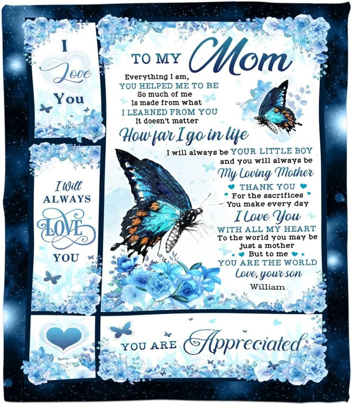 Gifts from Daughter Son Personalized Butterfly Throws Soft Sherpa Blanket Fleece Blanket for Mothers Day Christmas Birthday Presents